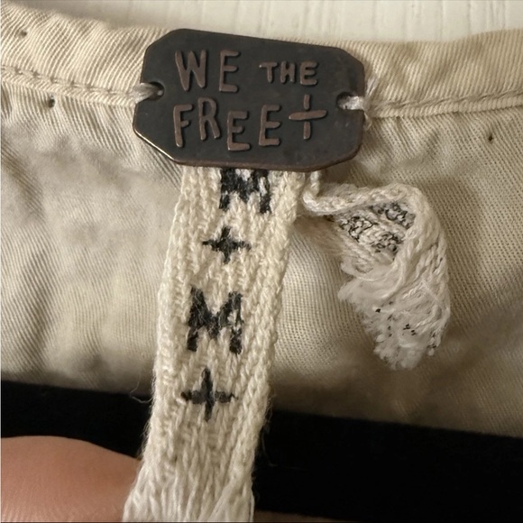 We The Free Free People Striped Henley Thermal Tunic Top Long Sleeve Raw Hem - Picture 2 of 6